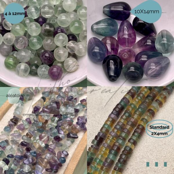 Perles en Fluorite Multicolore