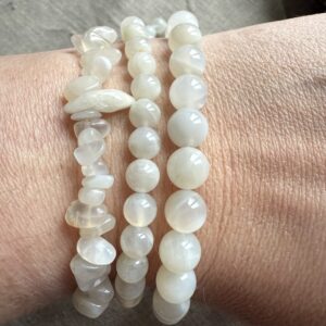 Perles en Pierre de Lune Blanche