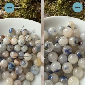 Perles en Quartz avec Inclusions de Dumortiérite