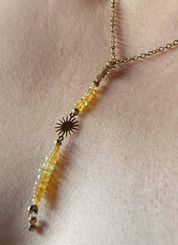 Collier en Opale Welo et Acier Doré – Image 2