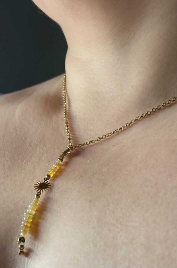 Collier en Opale Welo et Acier Doré – Image 3
