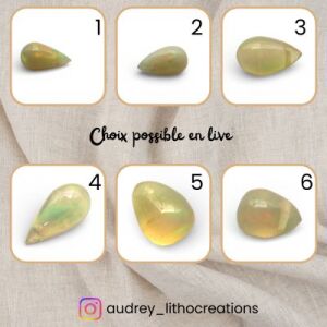 Goutte d’opale Welo percée – Pierre naturelle au choix