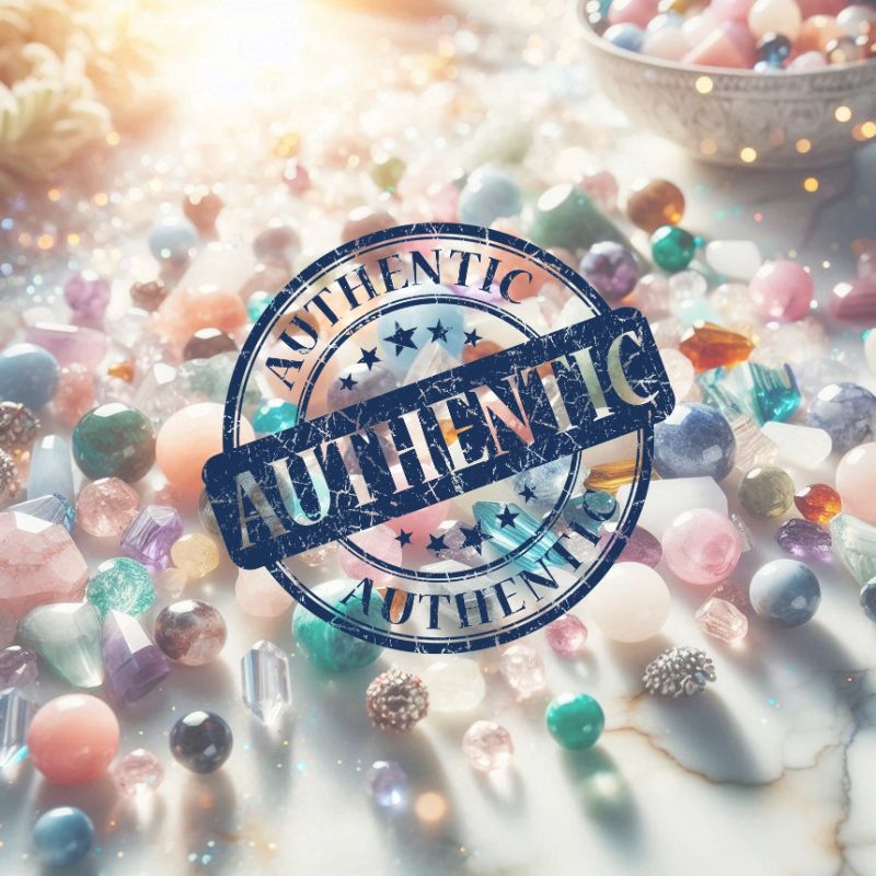 Tampon “authentique” sur un assortiment de perles et pierres naturelles – Litho Créations